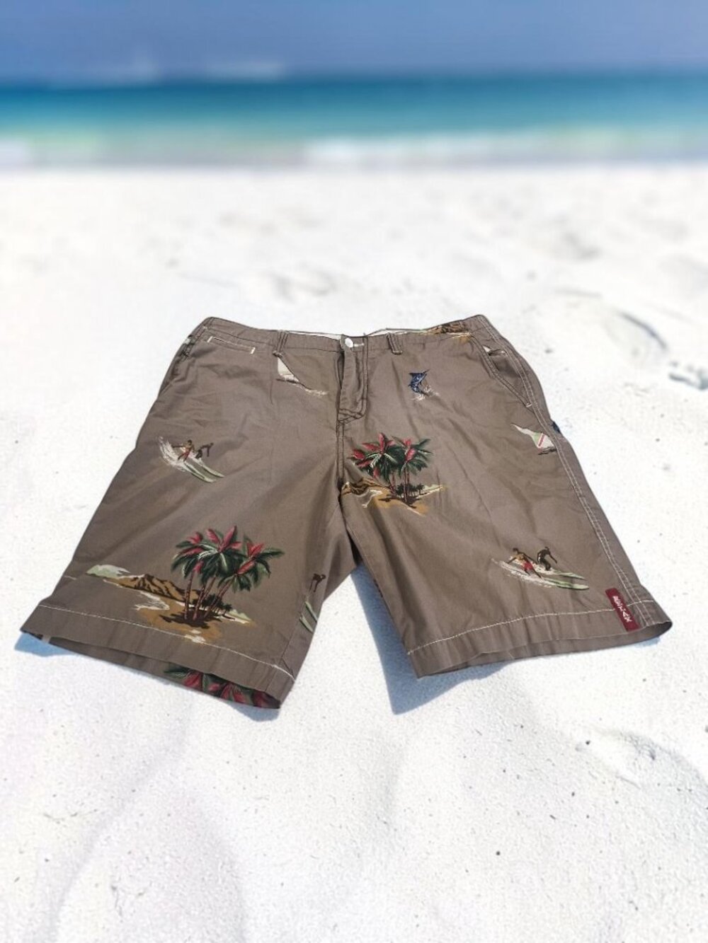 Vintage Tommy Bahama Relax Silk Screened All-Over Tropical Print Shorts